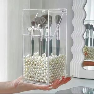 1/$15OR2/$25 Clear Acrylic Makeup Brush Holder with Pearls